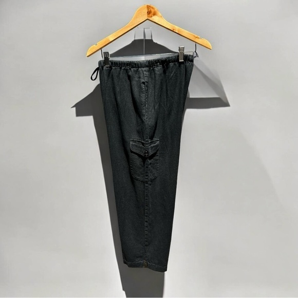 🌻Coldwater Creek Black Linen Blend Wide Leg Patch Pocket Casual Pants Size M - Picture 6 of 8